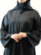 Black Embroidered 2 Piece Abaya Set