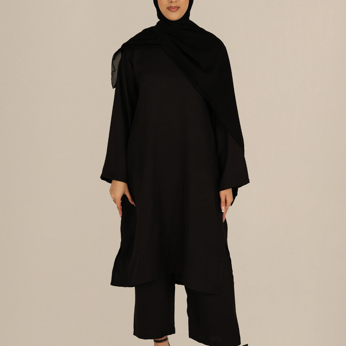 Black Round Neck Co-Ord Set main image 1