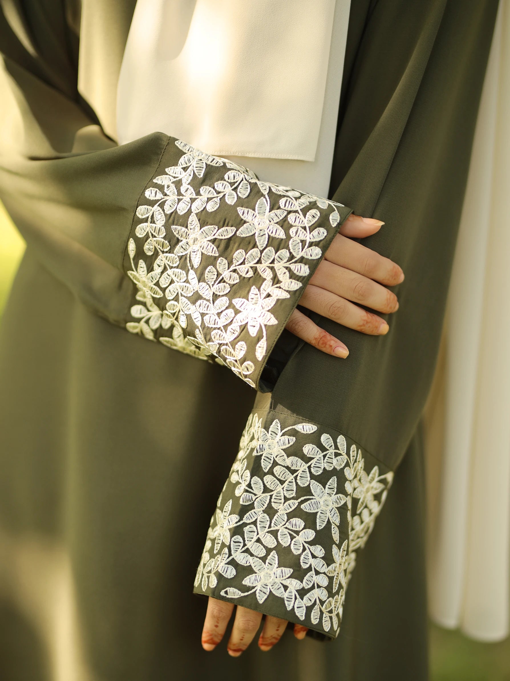 embroidered green abaya