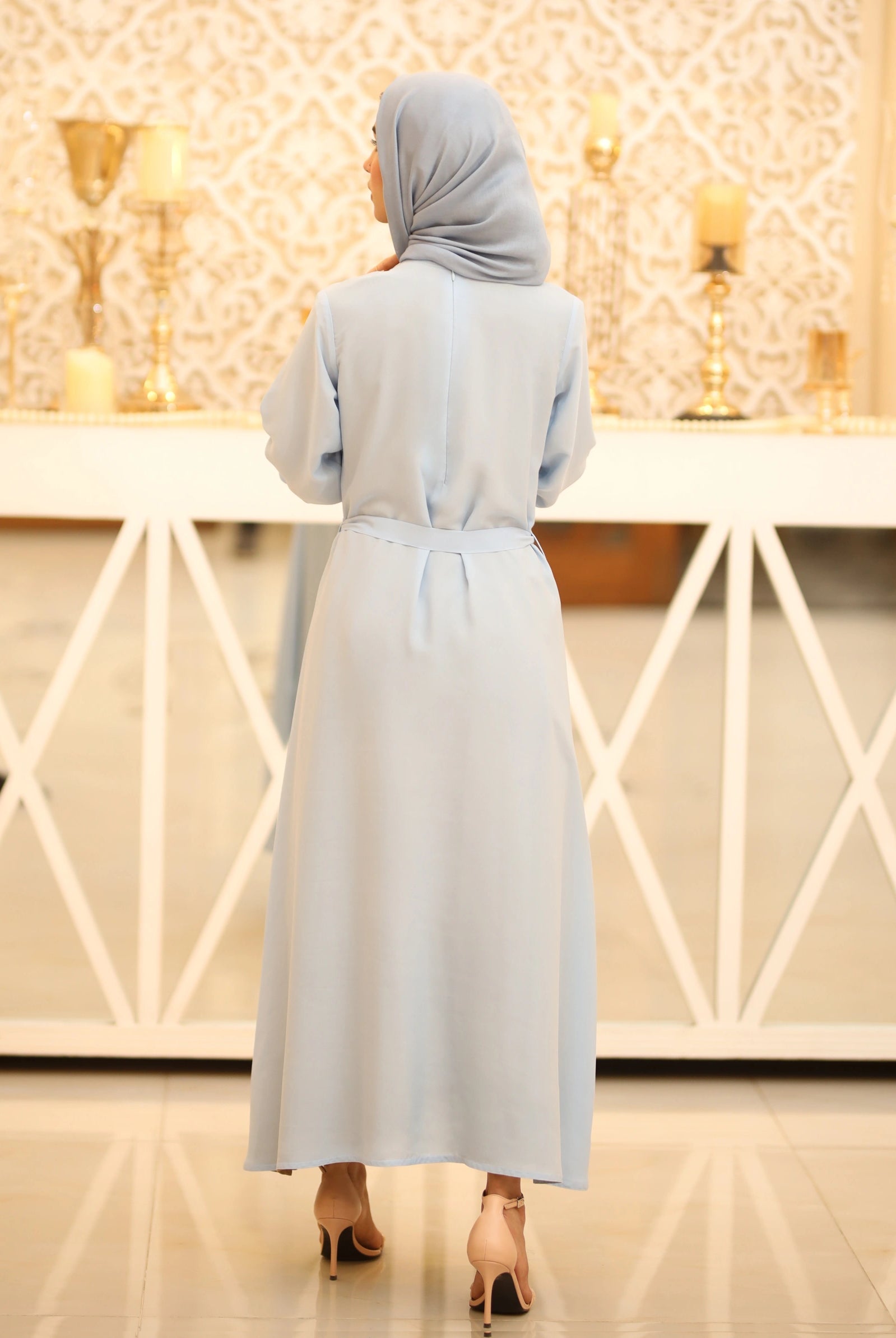 baby blue chiffon abaya