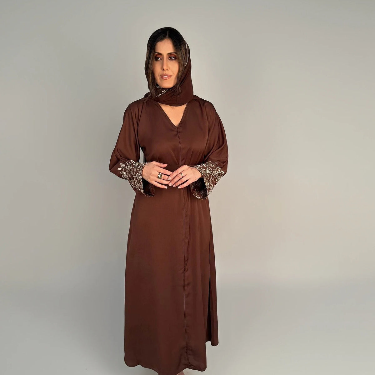 Luxury Pleated Abaya Espresso Brown