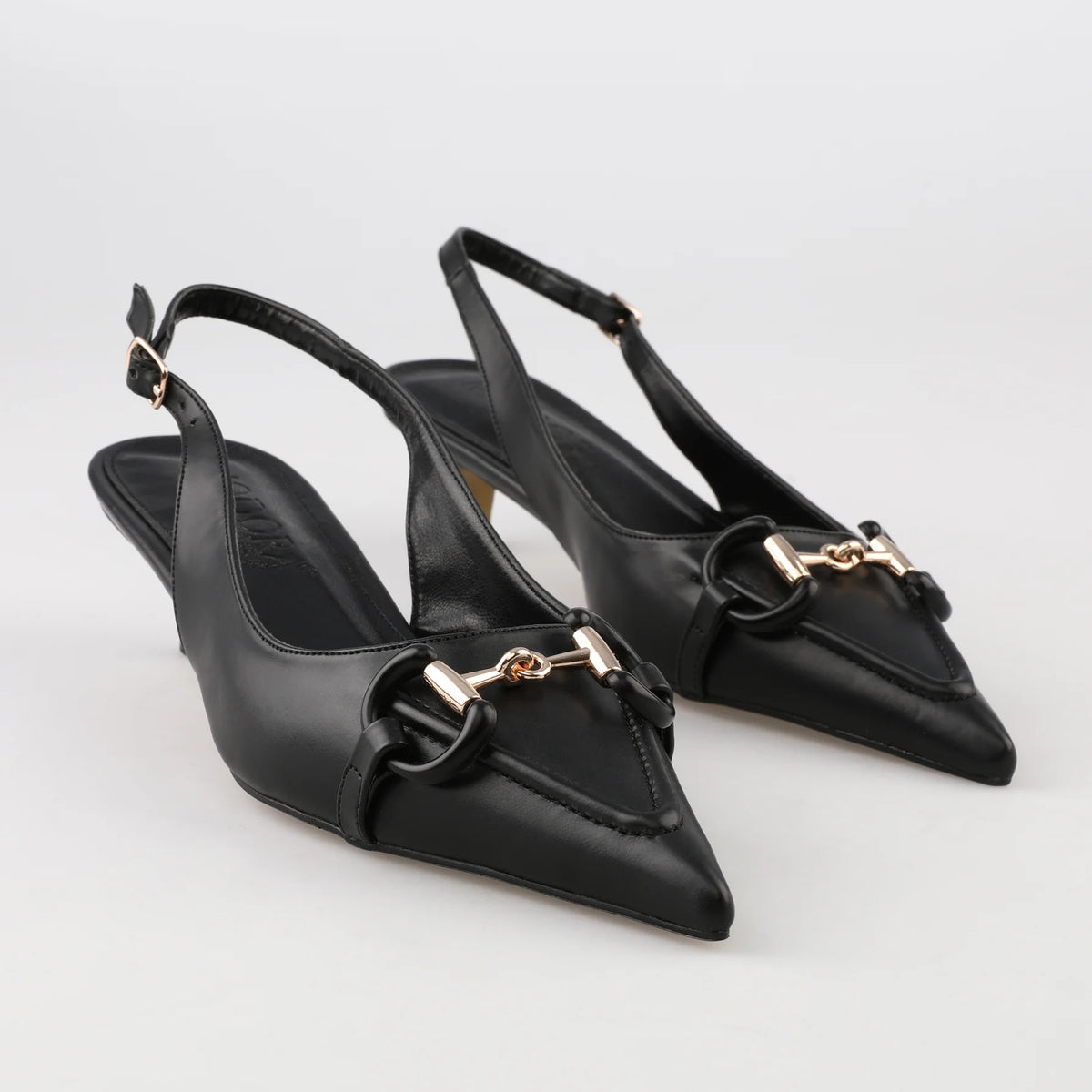 Black pointed slingback heels deals