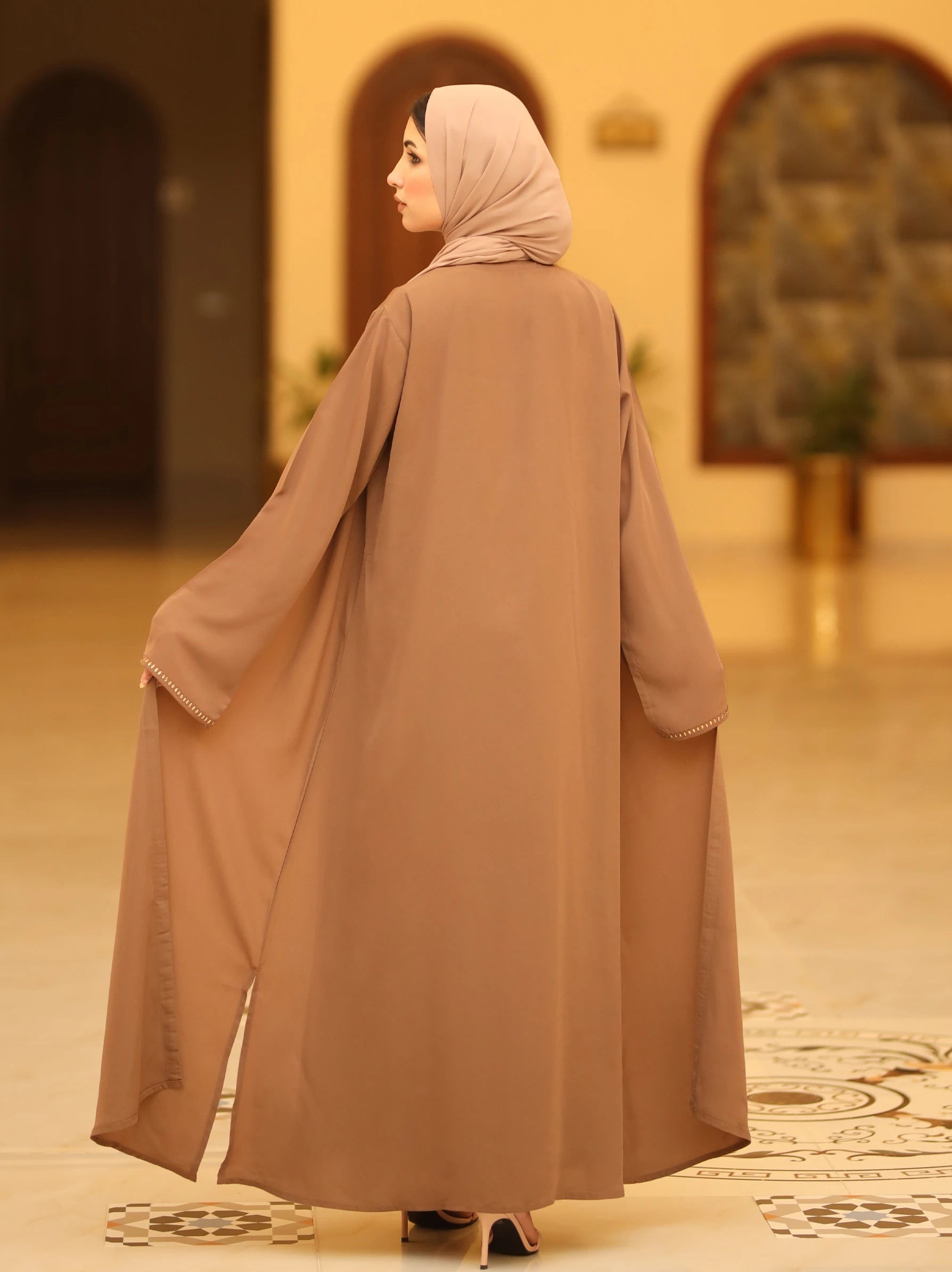 brown open abaya