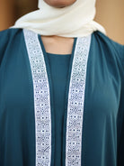 blue embroidery abaya