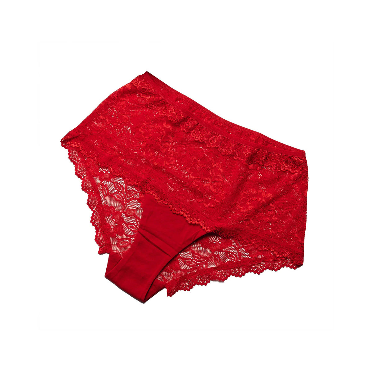 Red High Waist Lace Briefs, Red Lace Underwear