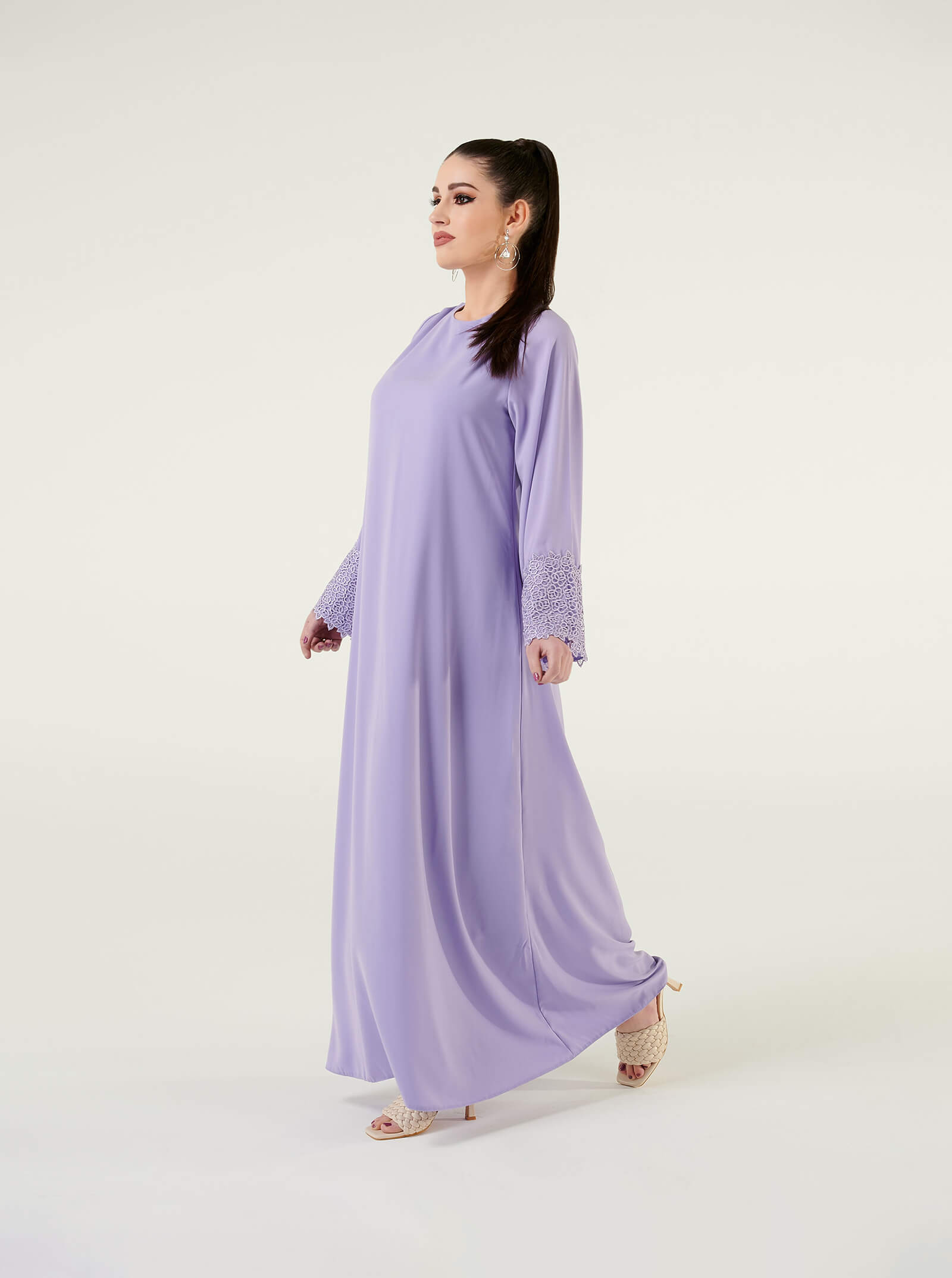 lilac embroidery dress