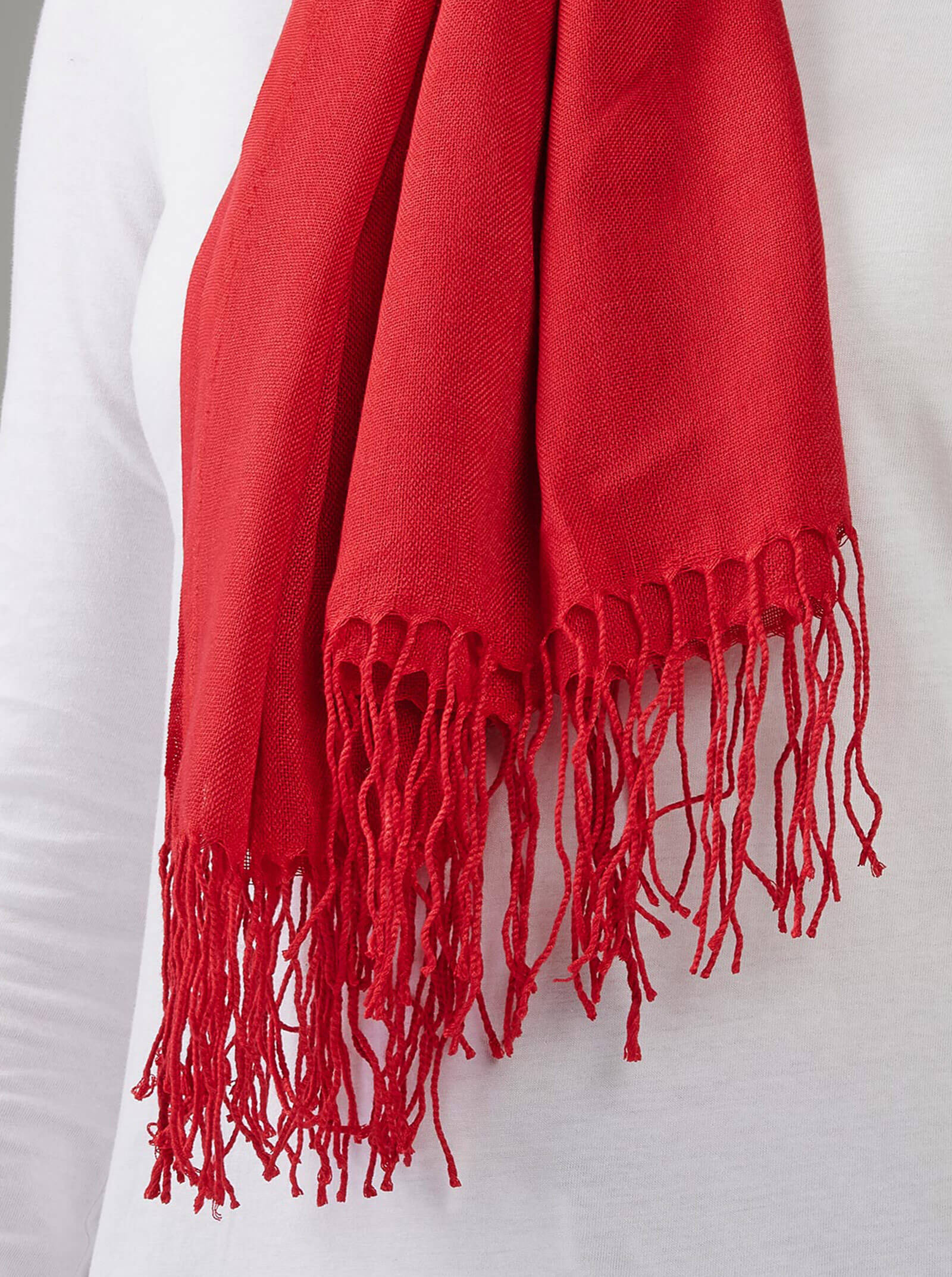 red tassel scarf