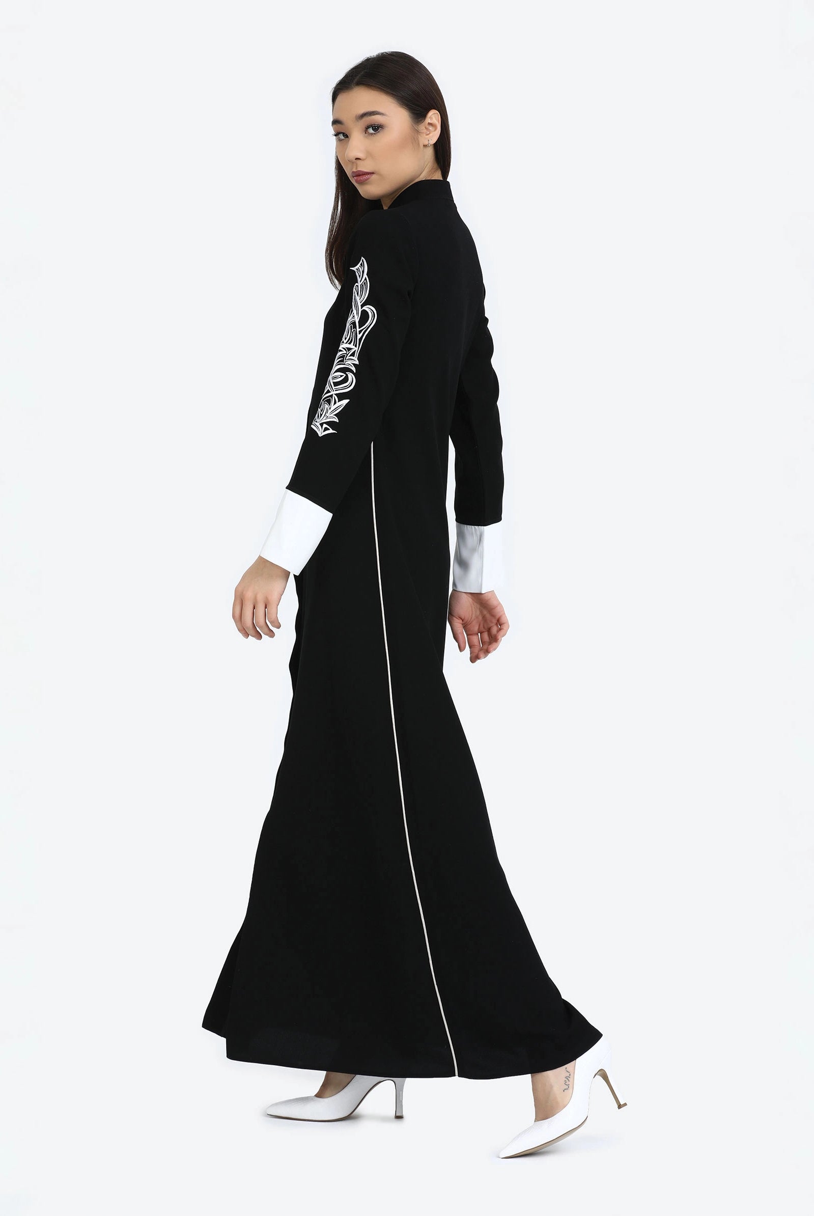 long embroidered dress abaya