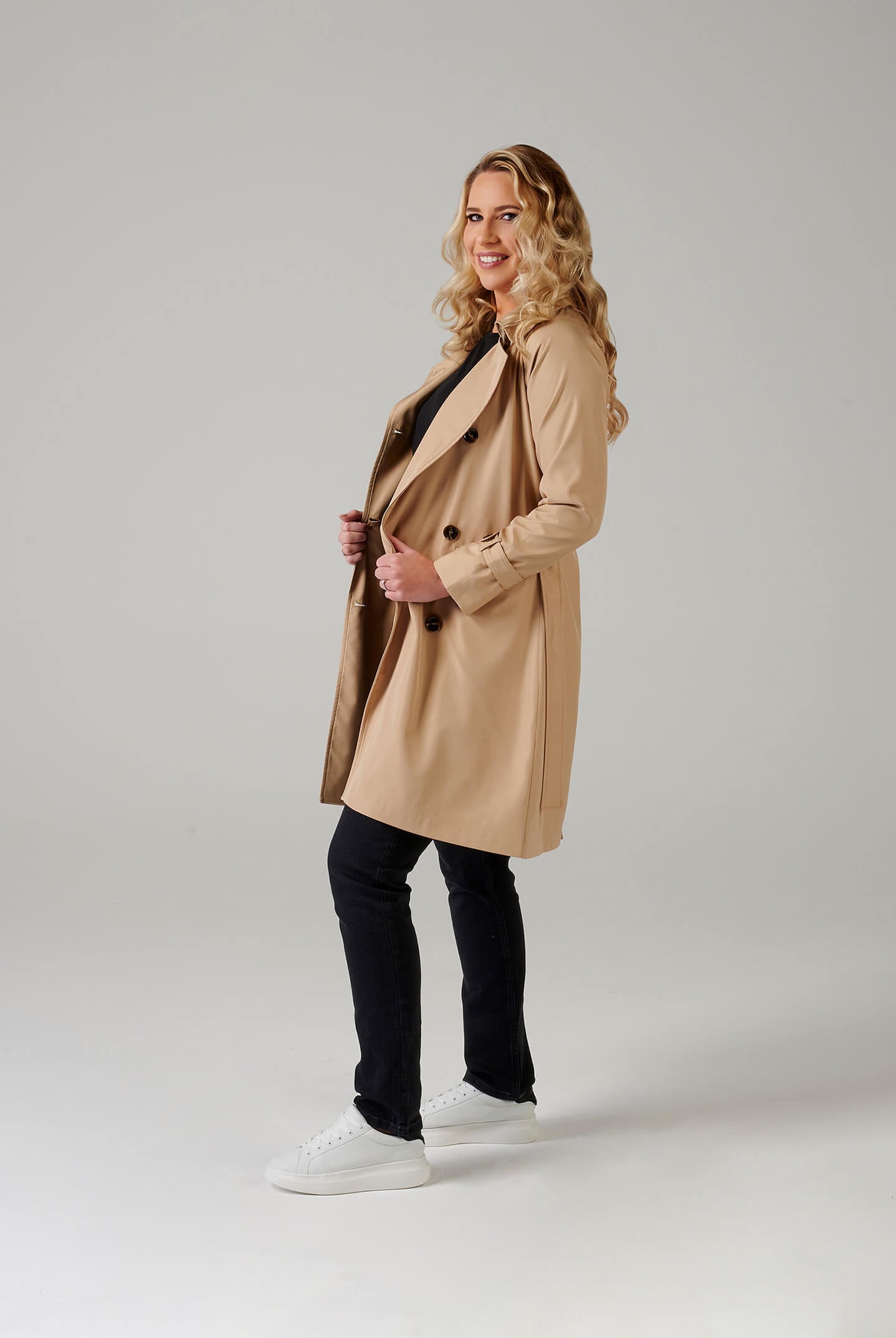 Double Breasted Point Collar Trench Coat