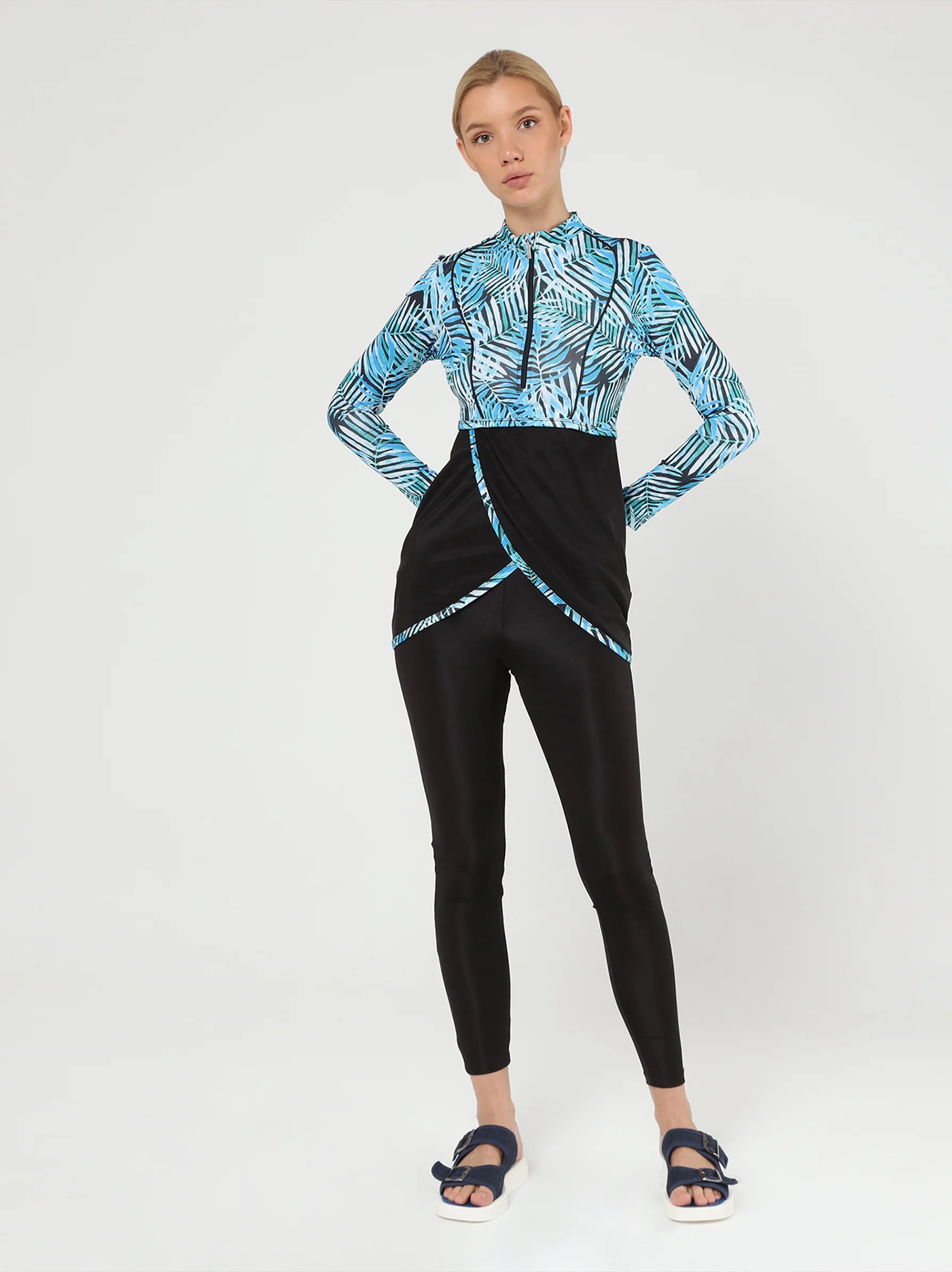 shop blue printed burkini