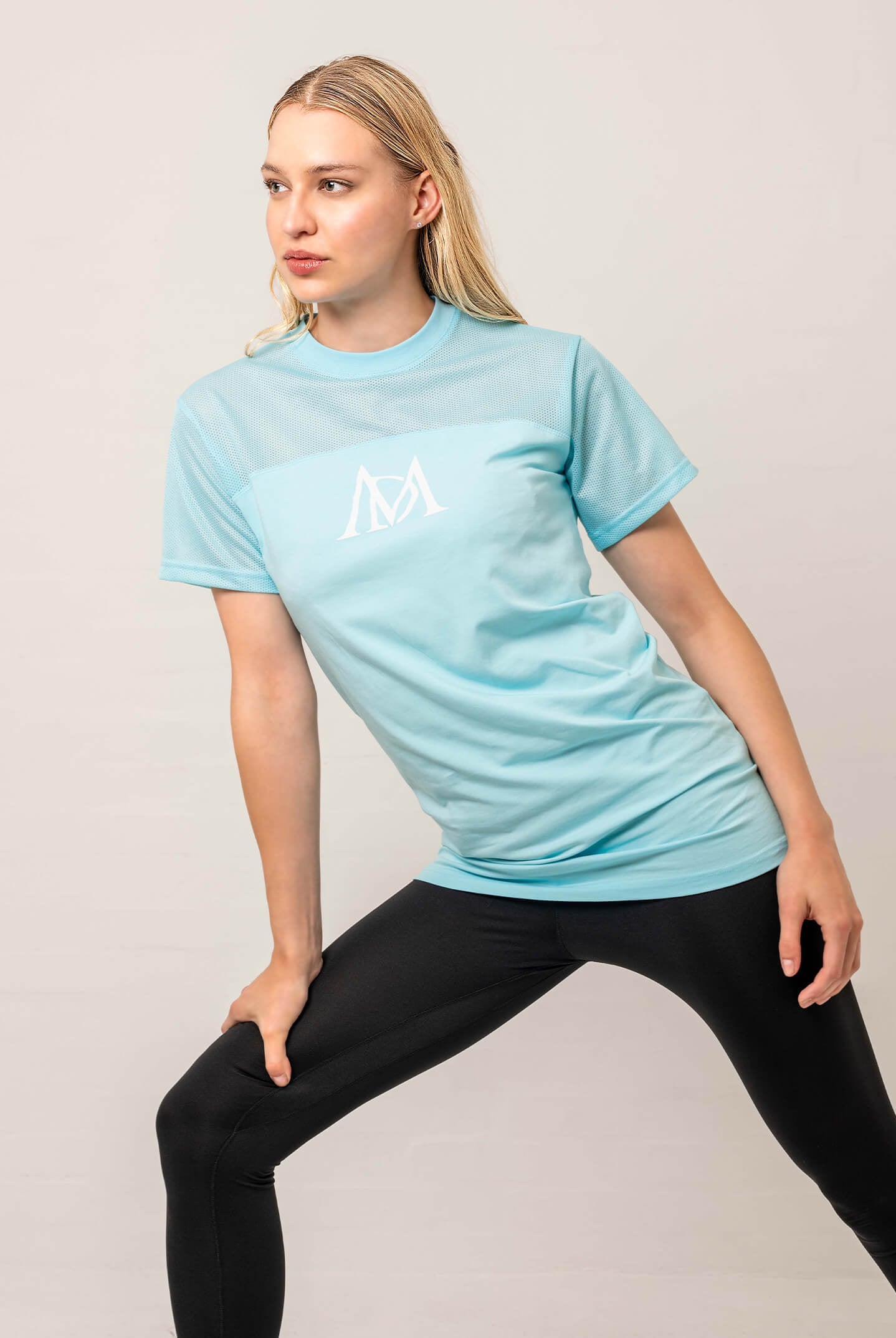 aqua blue shirt with print