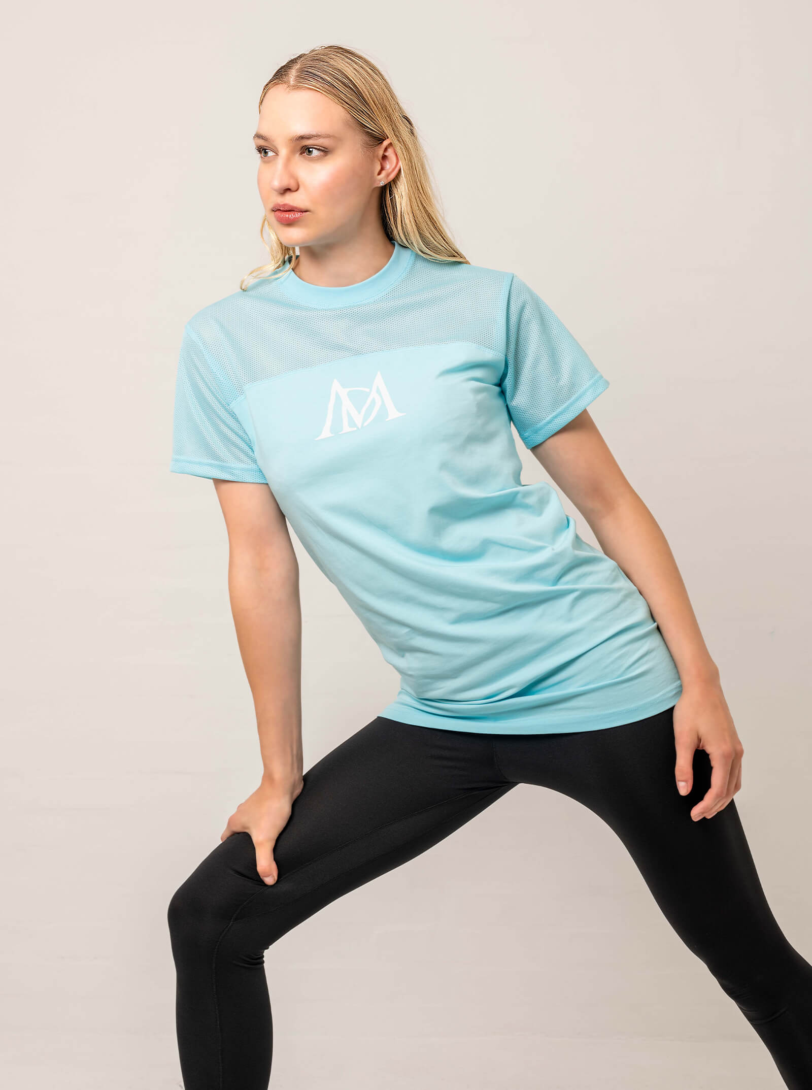 aqua blue shirt with print