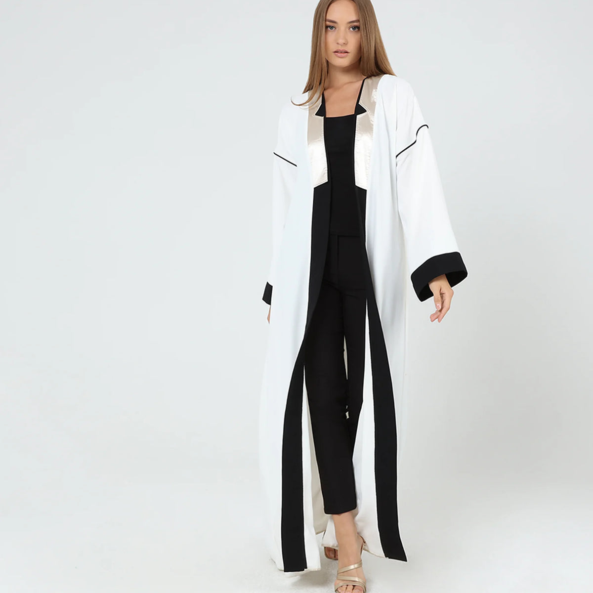 White Black Detailed Wide Sleeve Kimono, Wide Sleeve Kimono Jacket ...