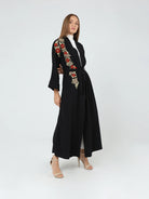 black embroidered kimono