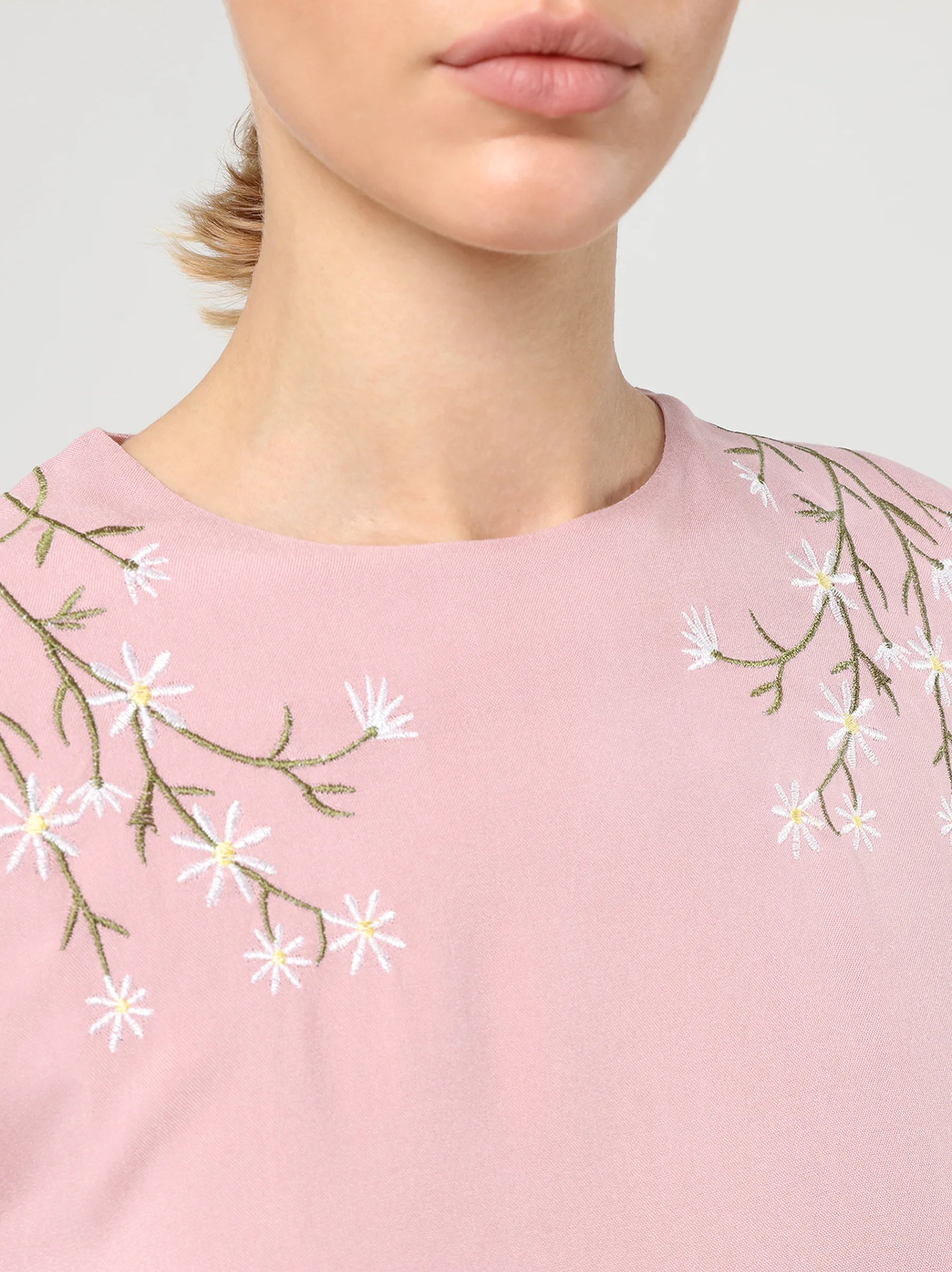 embroidered pink long maxi dress