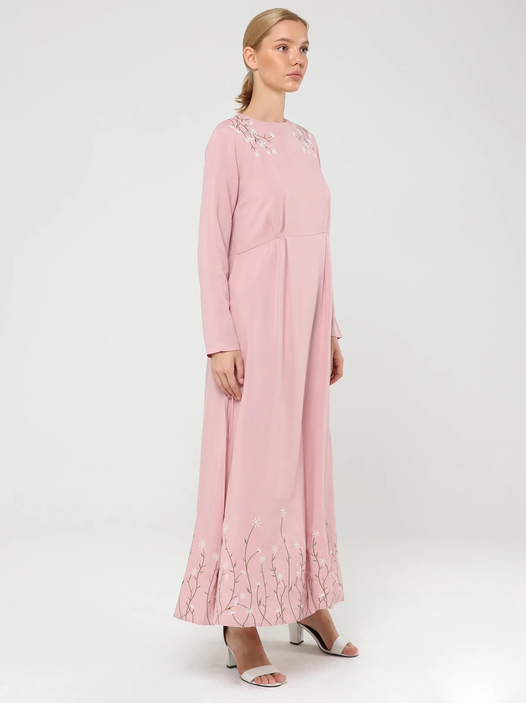 pink long maxi dress