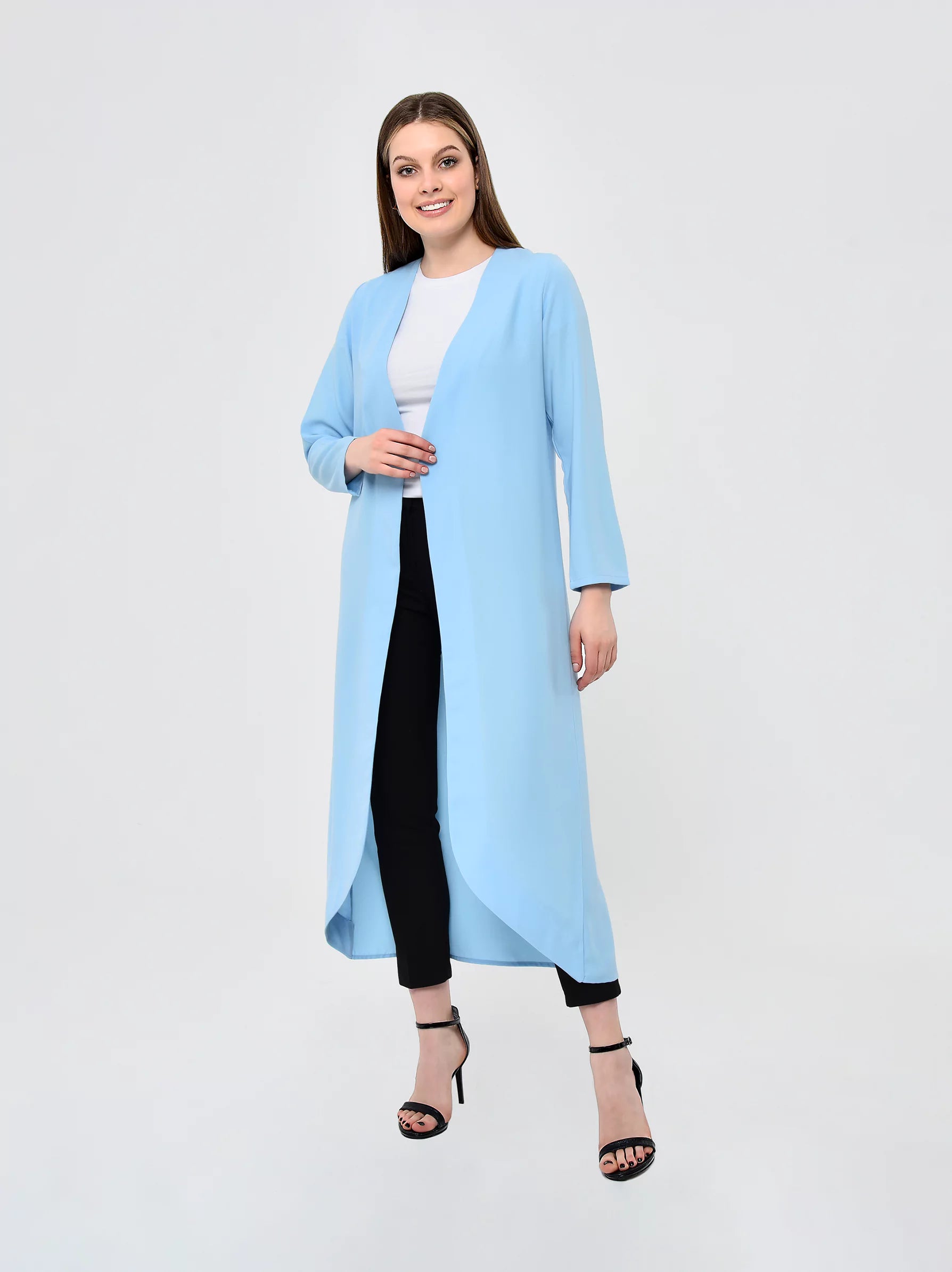 Baby Blue Longline Casual Jacket