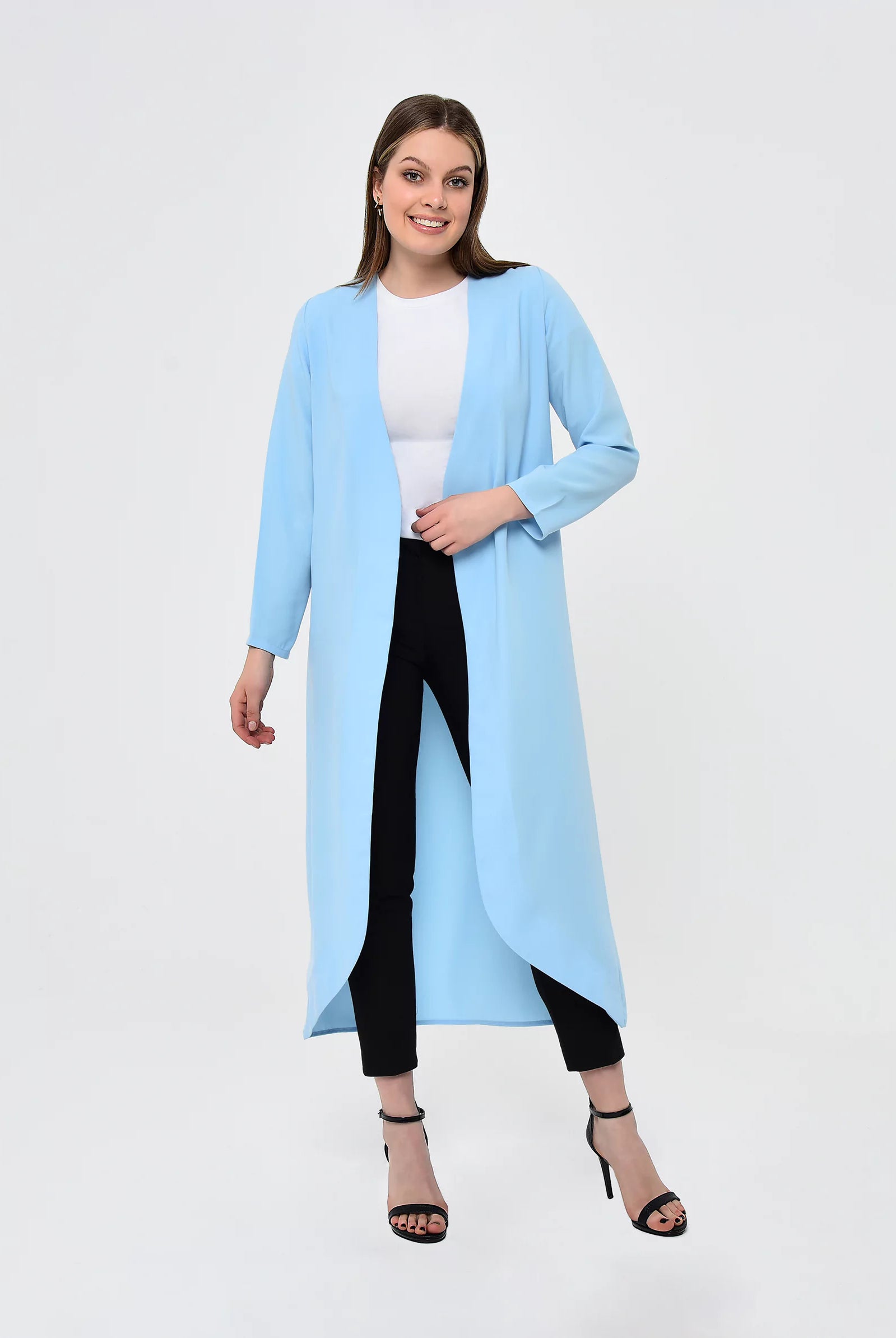 Baby Blue Longline Casual Jacket
