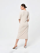 beige midi dress casual