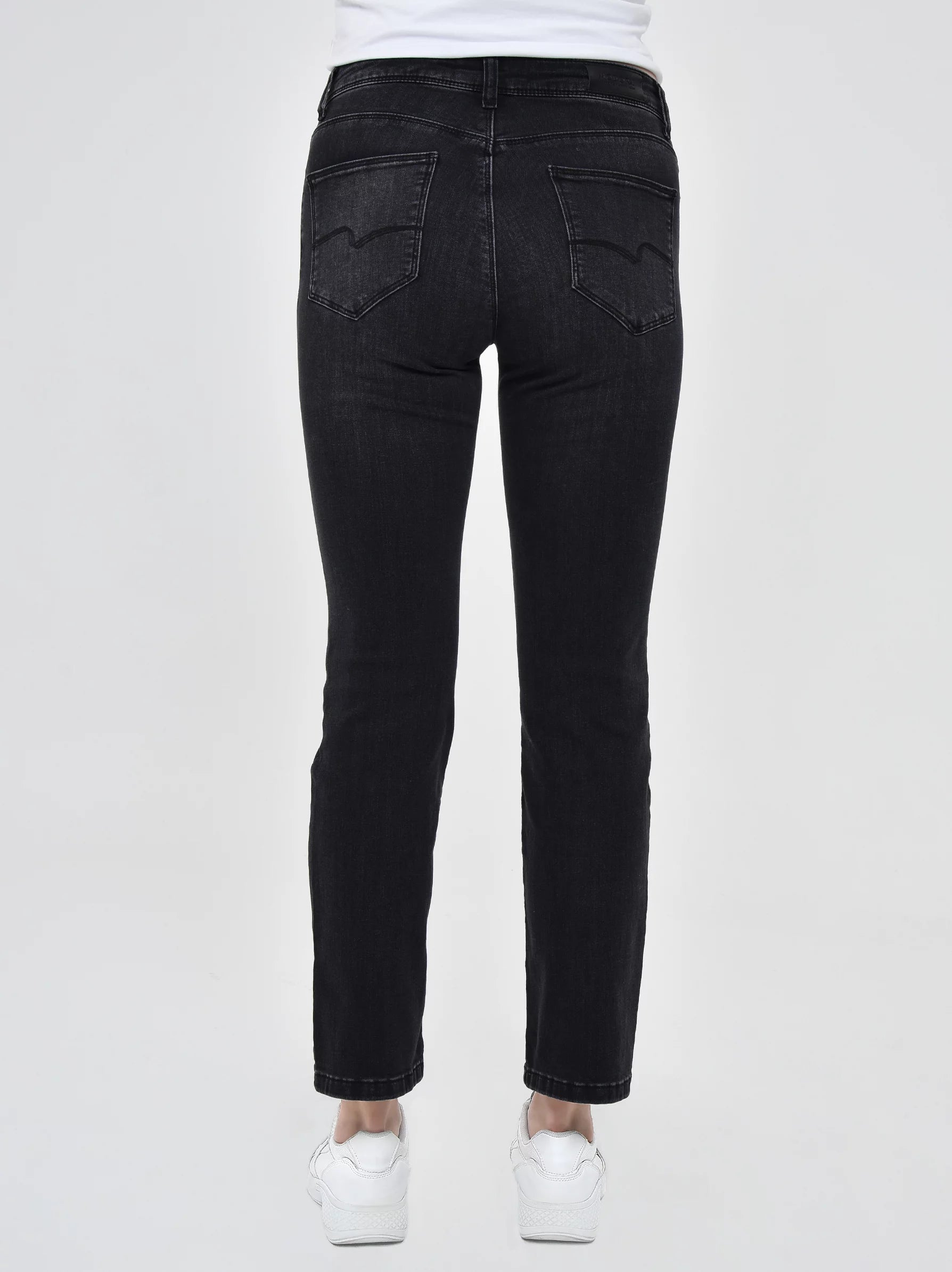 black straight leg jeans