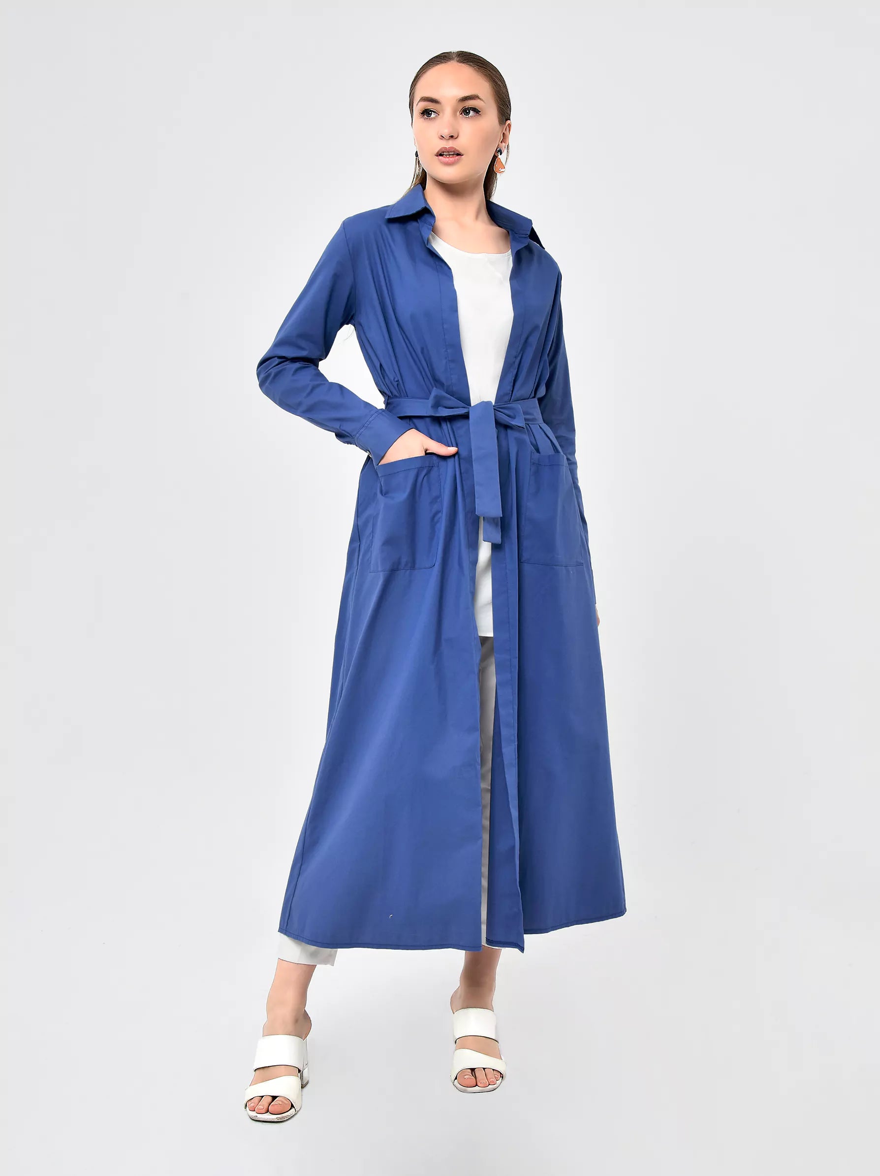 blue long shirt jacket