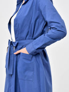shop blue long shirt jacket