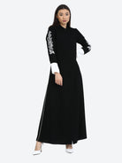 black and white abaya