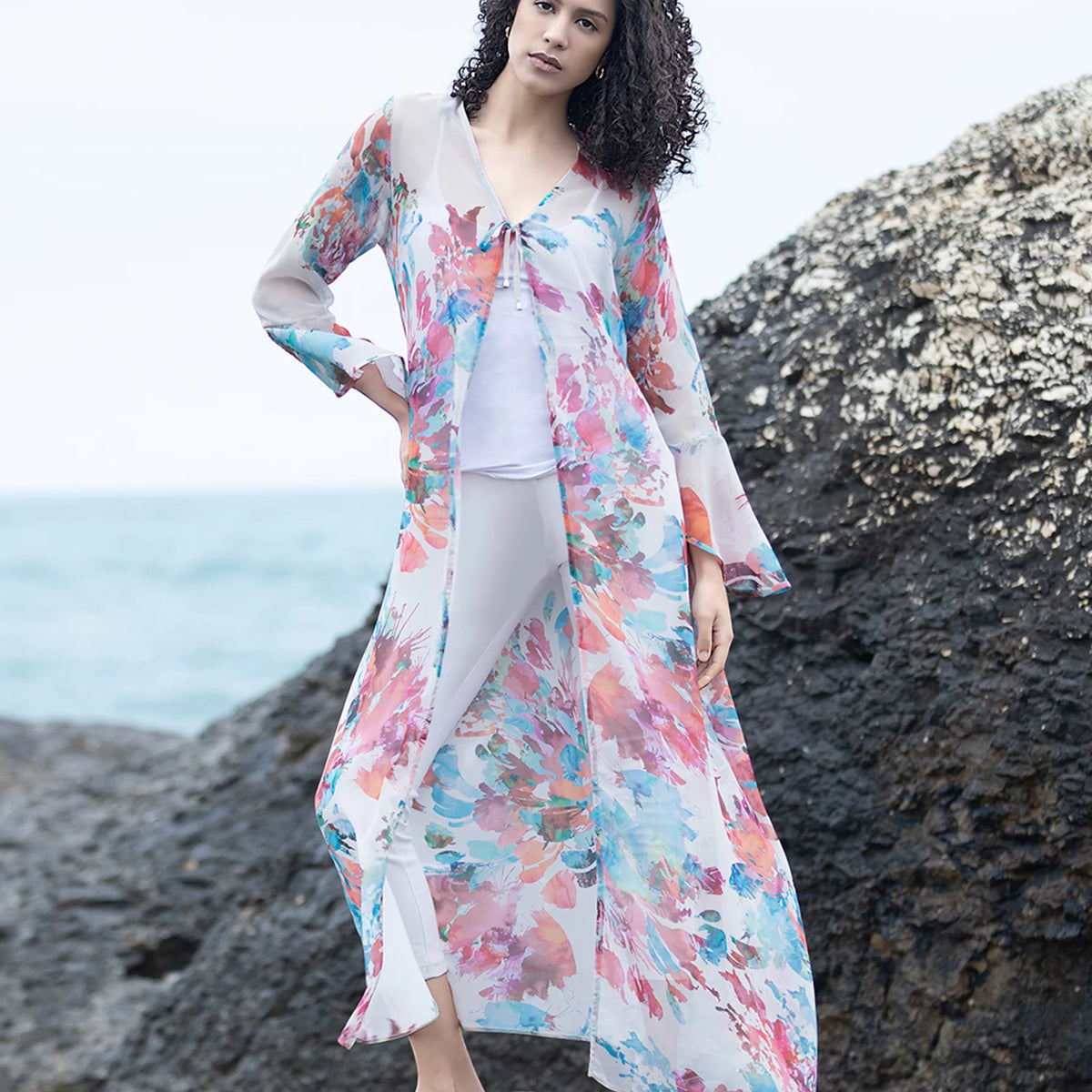 White chiffon kimono jacket online