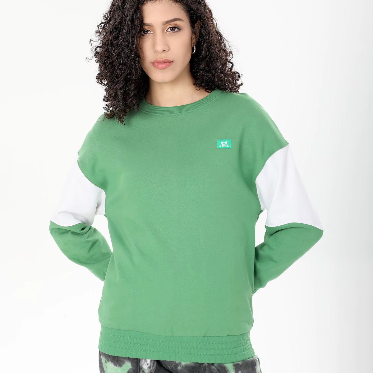 Buy Green Sleeve Panel Sweatshirt UK , Green Sweatshirt for Women