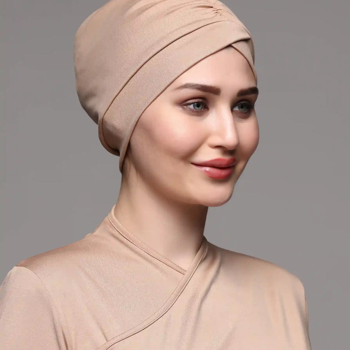 Beige Swim Turban Cap Beige Swimming Cap For Women Modora UK
