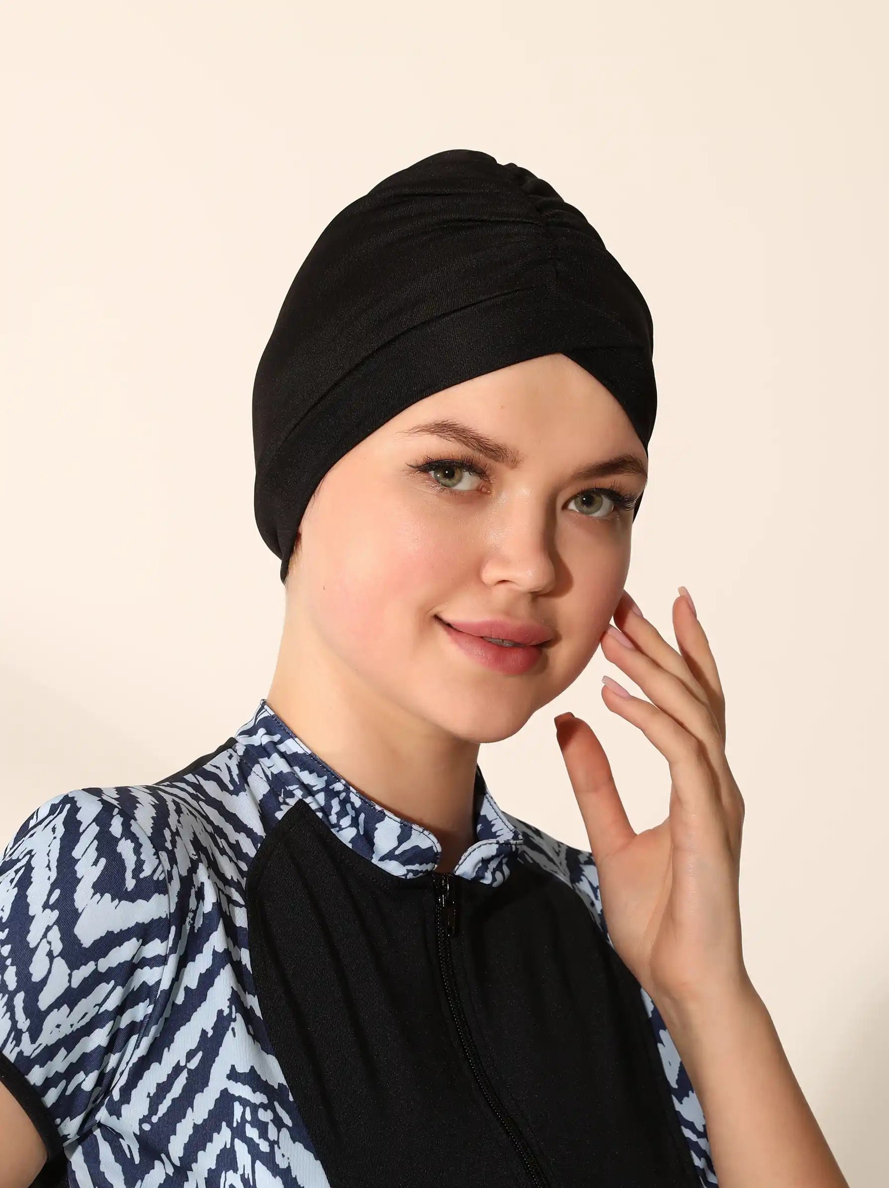 black swim cap