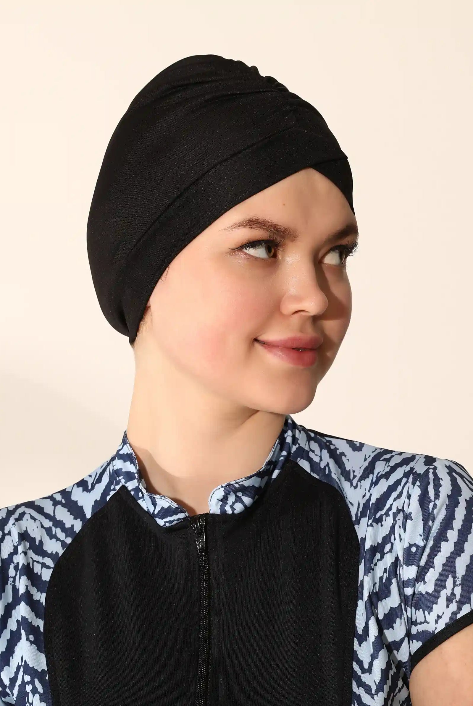 black bathing cap