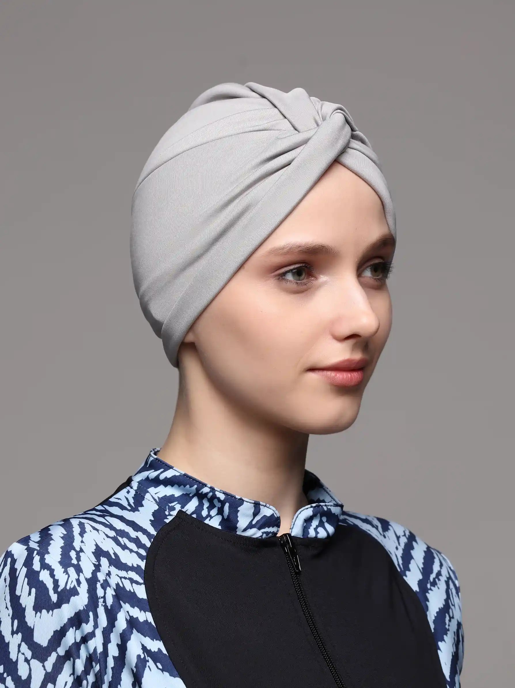 grey swim turban