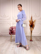 lavender pleated dress