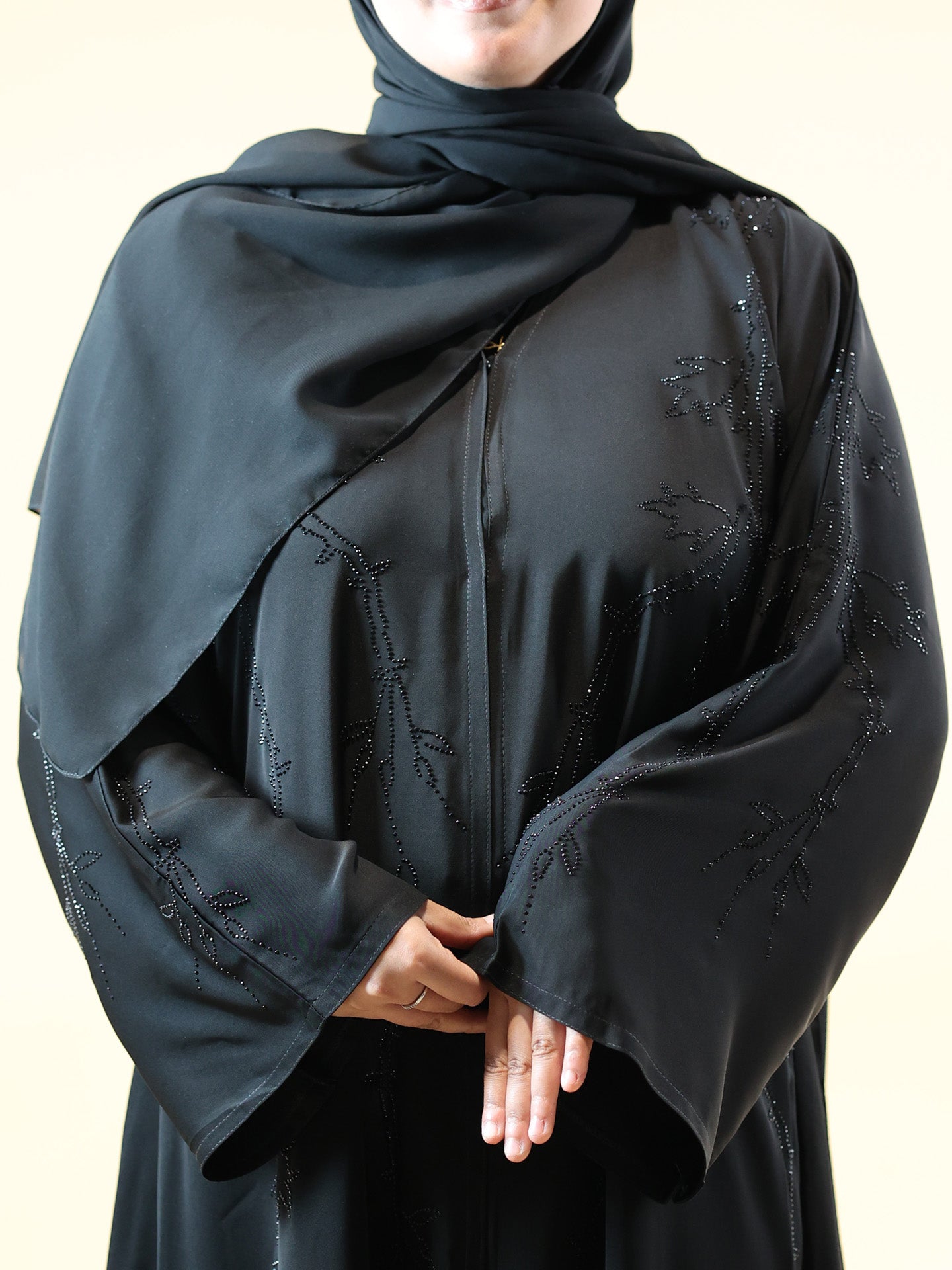 Black Embellished 2 Piece Abaya Set Modora UK Black Embellished 2 Piece Abaya Set Modora UK
