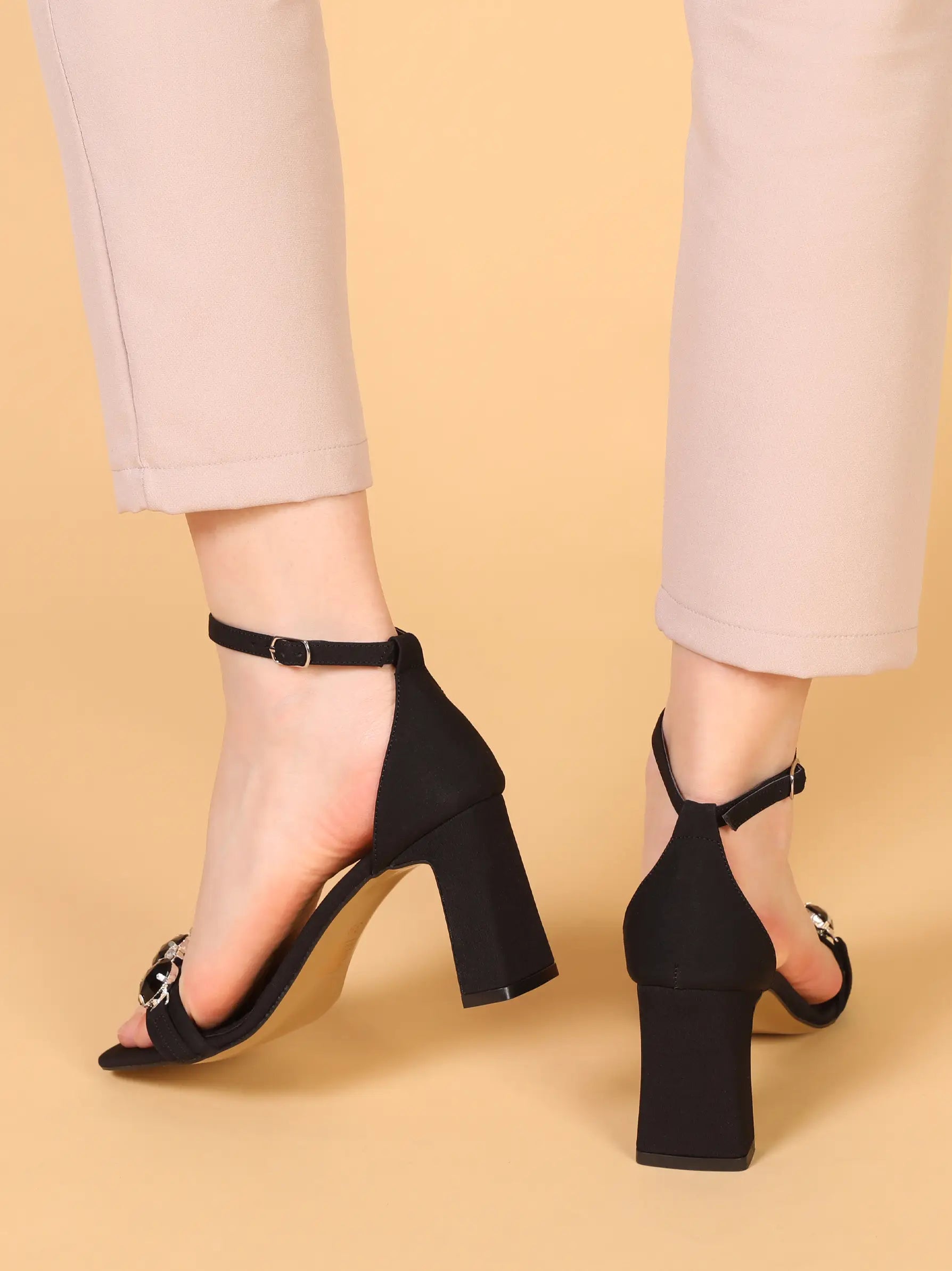 Gem top block heels
