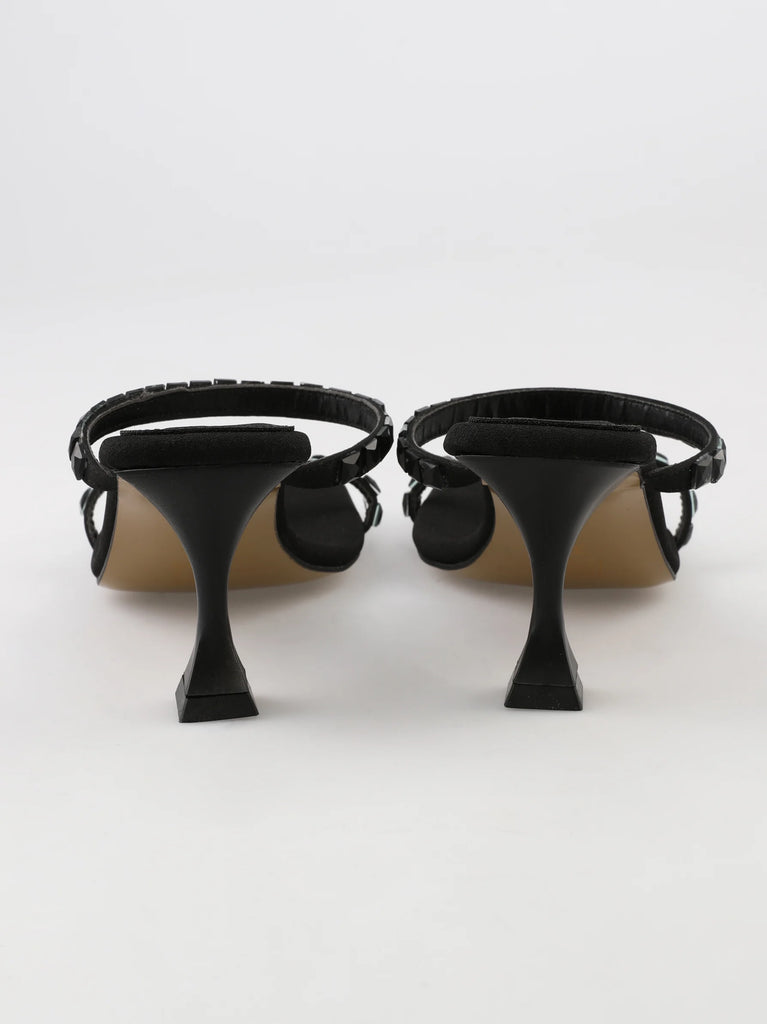 Black Double Band Heel Mules
