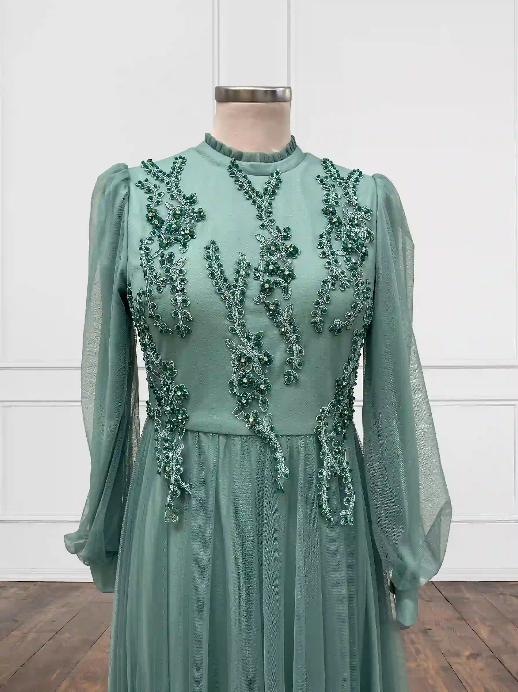 Mint green long sleeve maxi dress online
