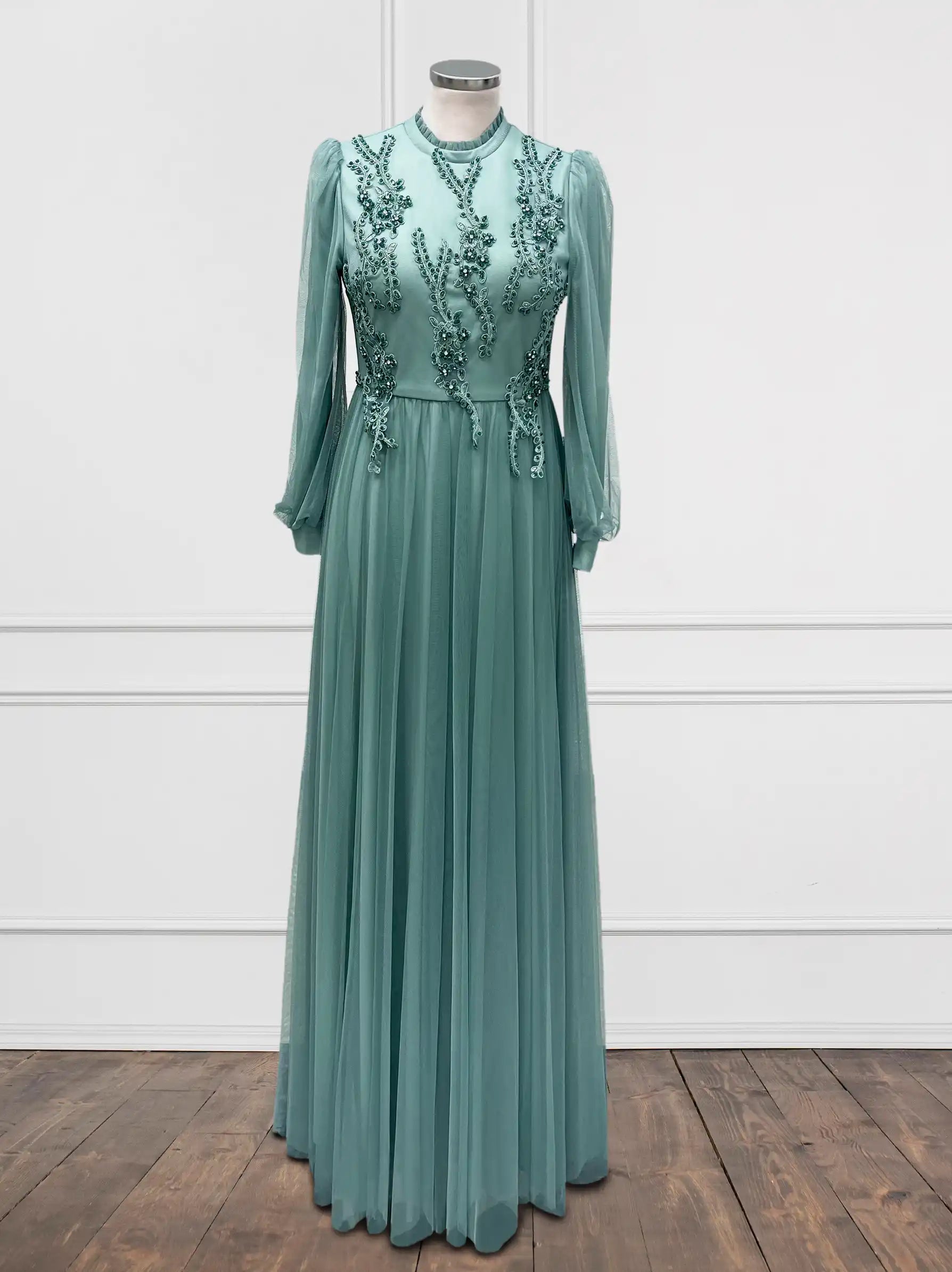 Long sleeve top mint green dress