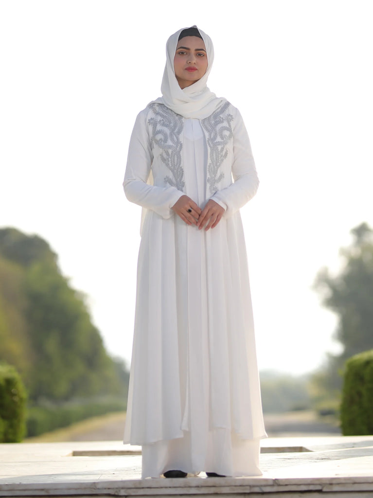 white chiffon abaya
