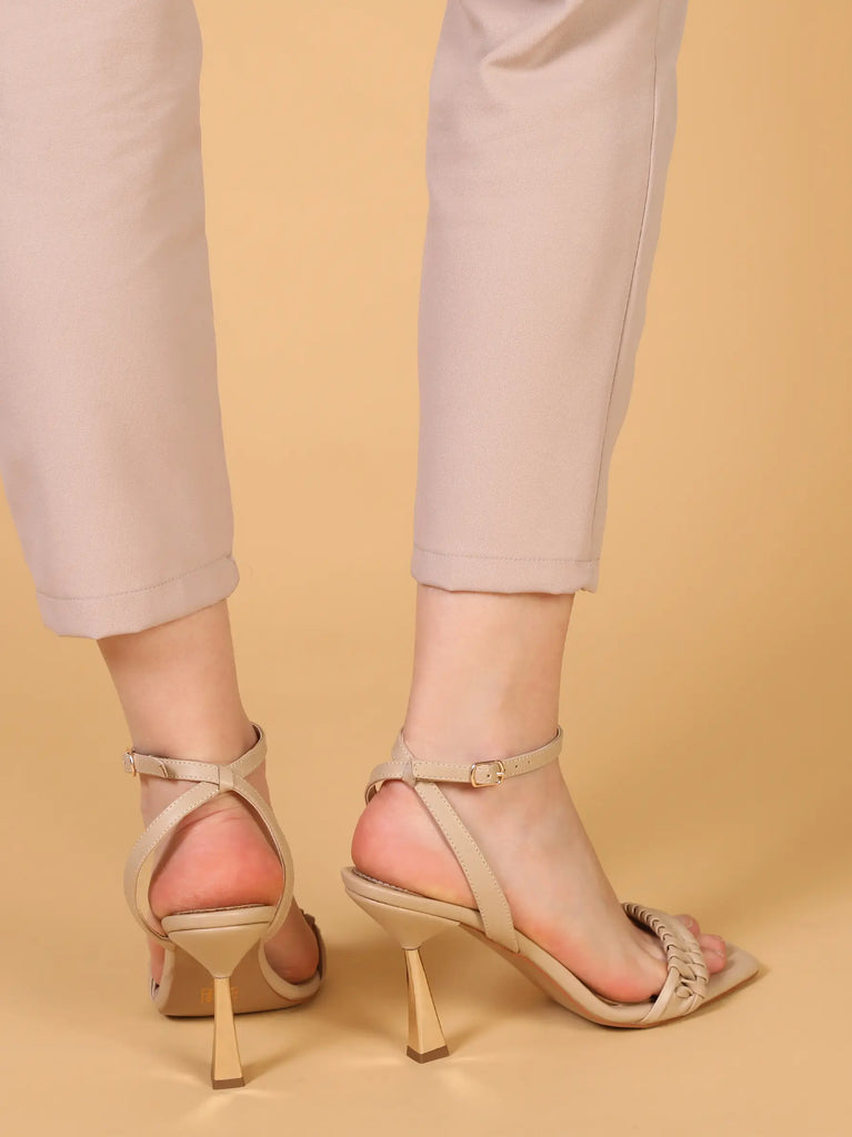cream heels with strap UK