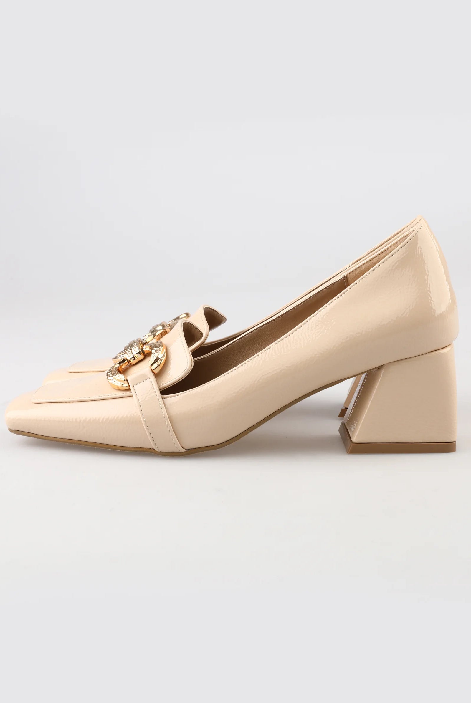 beige block heels for women	