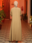 beige embroidery abaya dress