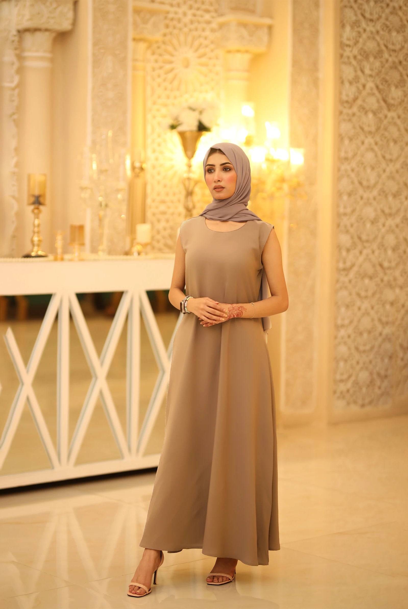 beige abaya inner slip dress