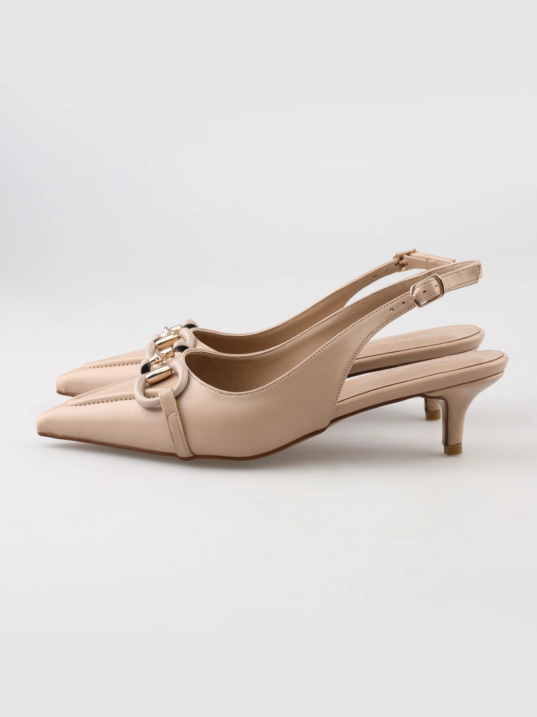 Beige sling hot sale back shoes