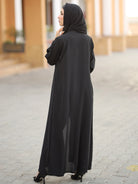embroidery black open abaya