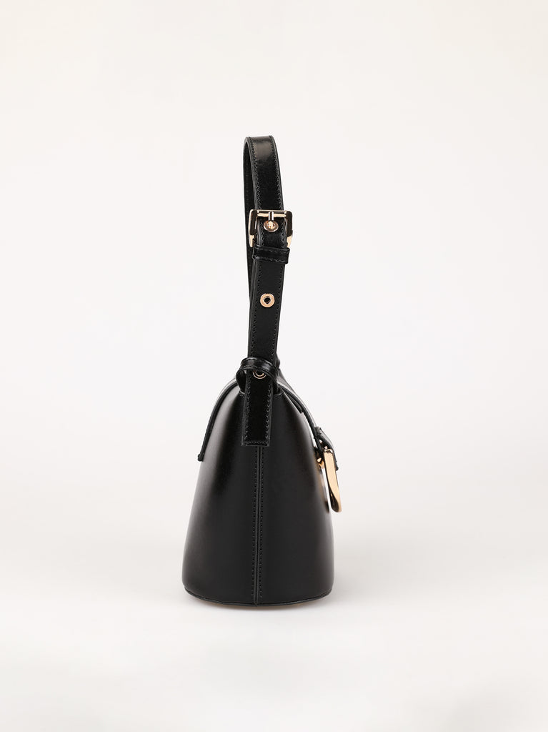 black buckle shoulder bag