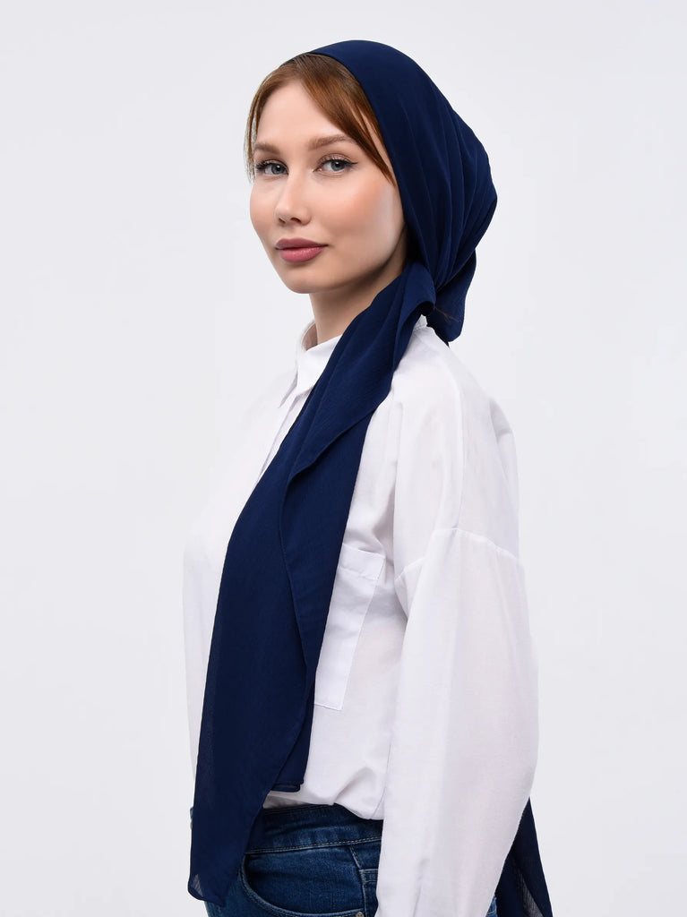 Navy blue chiffon scarf