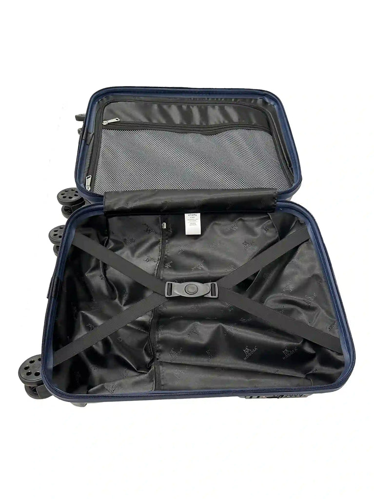 navy suitcase