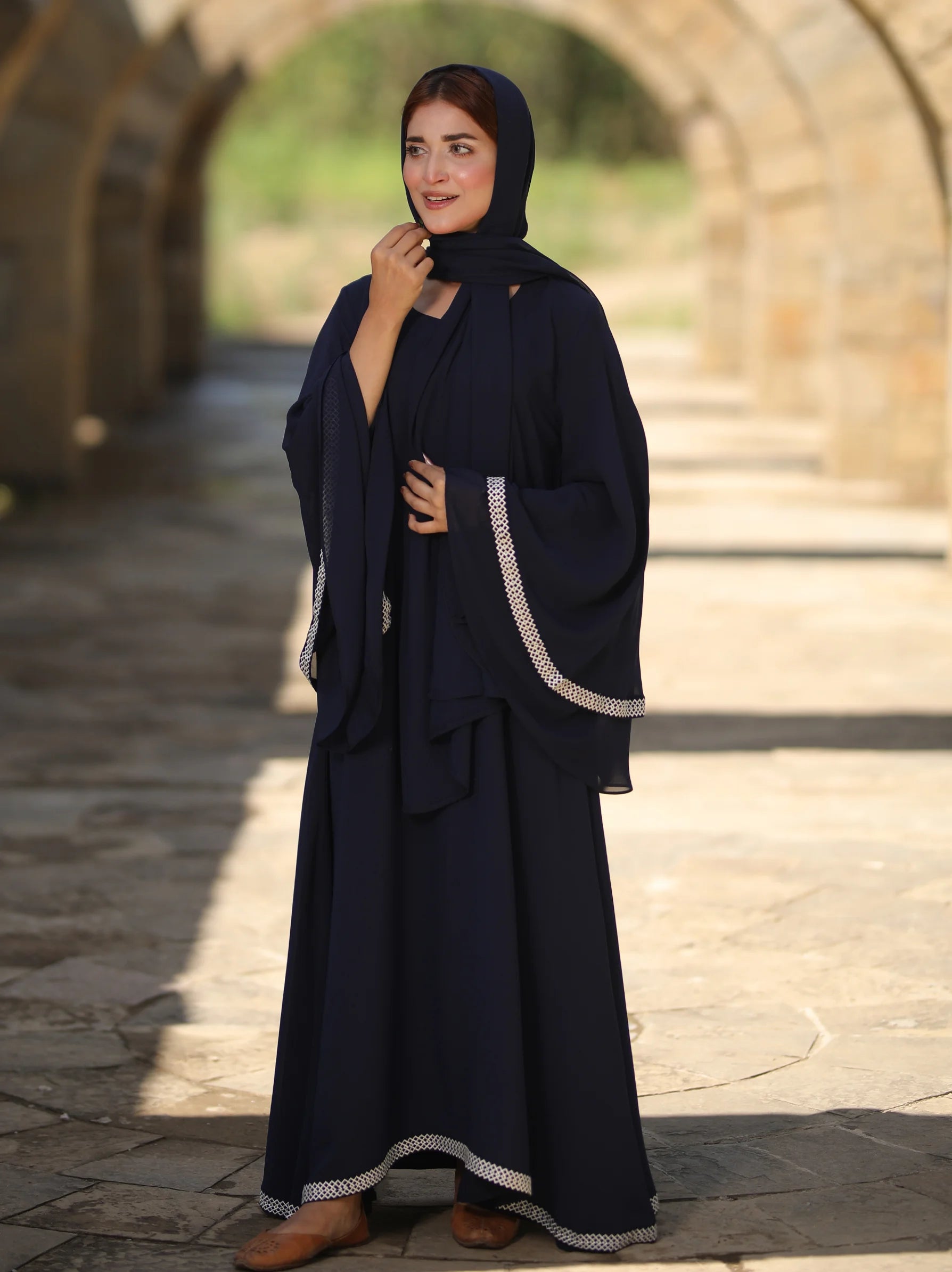 blue maxi style abaya